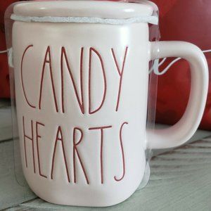 Rae Dunn Pink Coffee Mug w/ Red Heart Topper